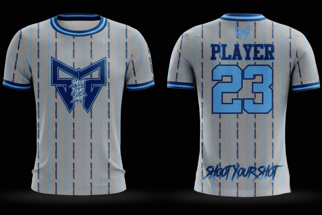 SYS Grey Blue Word Pinstripe JERSEY - NOW