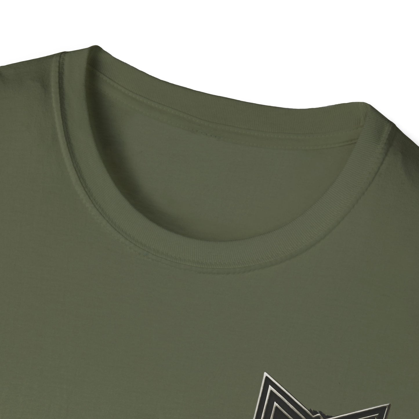Military Green T‑Shirt with Three‑Headed Cerberus Emblem — 'Strength • Focus • Resilience' Graphic Tee